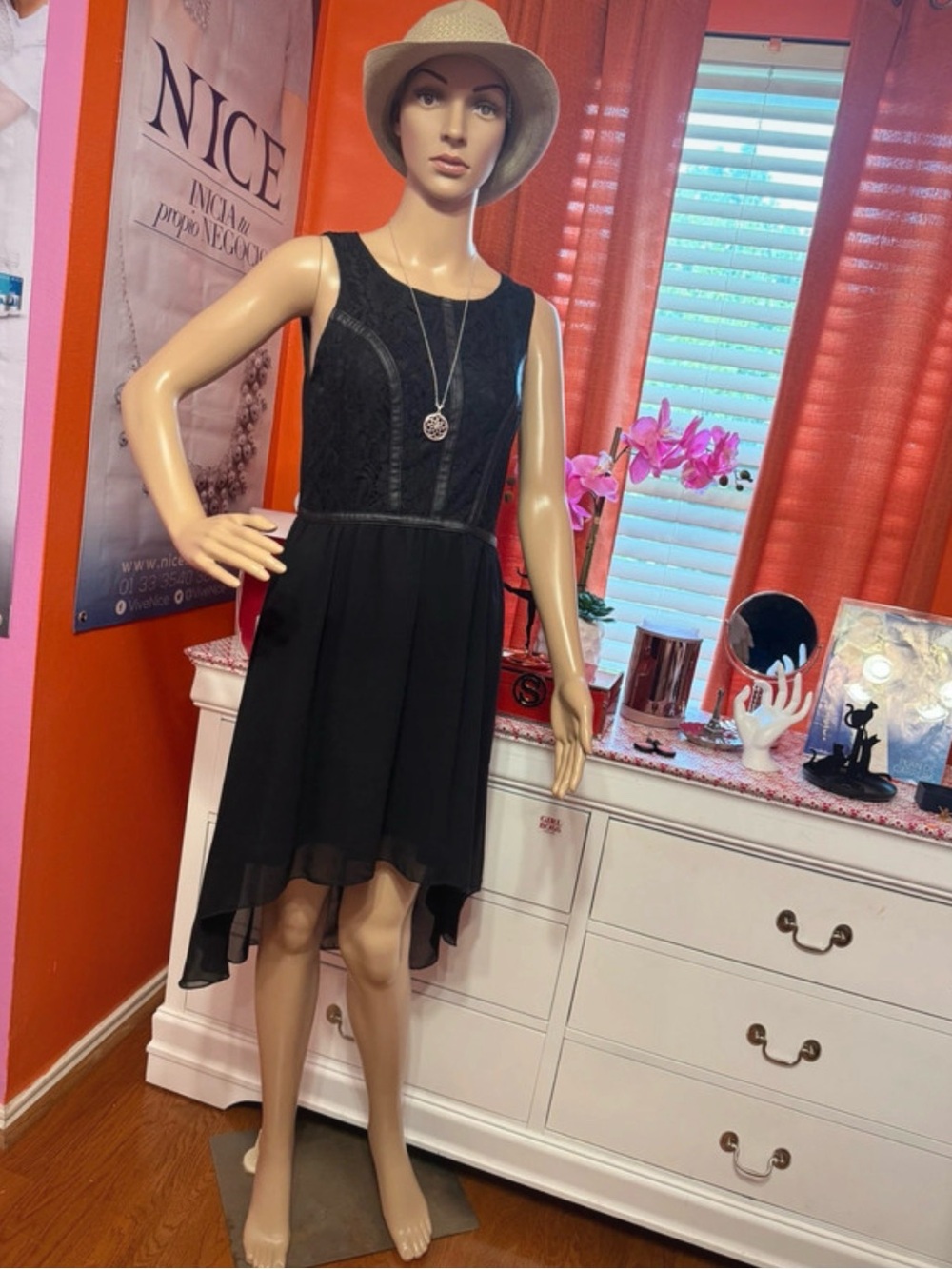 Pinky Black Sleeveless Hi-Low Dress
